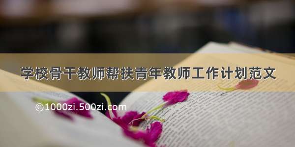 学校骨干教师帮扶青年教师工作计划范文