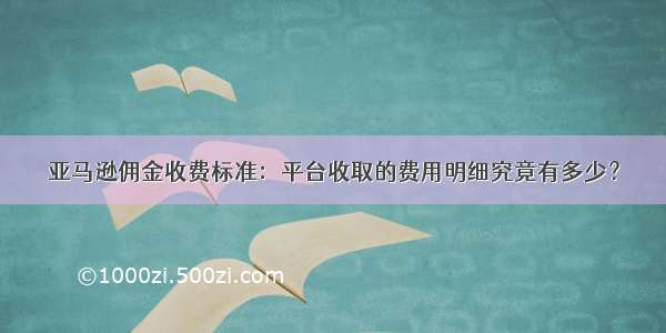 亚马逊佣金收费标准：平台收取的费用明细究竟有多少？