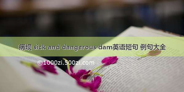 病坝 sick and dangerous dam英语短句 例句大全