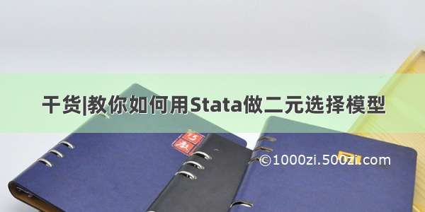 干货|教你如何用Stata做二元选择模型