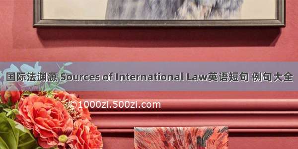 国际法渊源 Sources of International Law英语短句 例句大全
