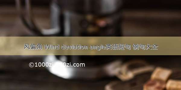 风偏角 Wind deviation angle英语短句 例句大全