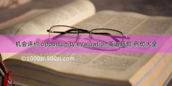 机会评价 opportunity evaluation英语短句 例句大全