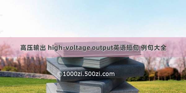 高压输出 high-voltage output英语短句 例句大全