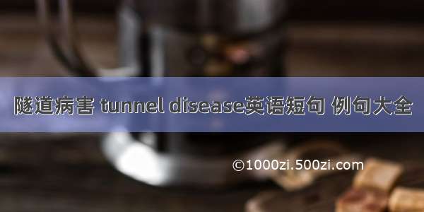 隧道病害 tunnel disease英语短句 例句大全