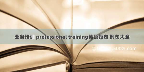 业务培训 professional training英语短句 例句大全