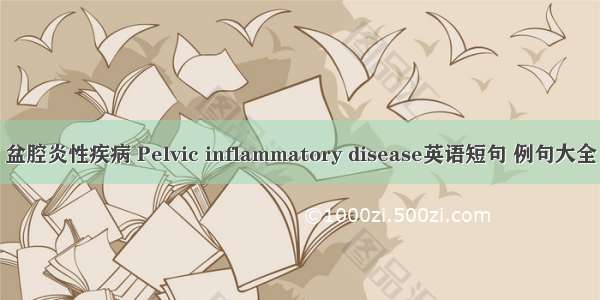 盆腔炎性疾病 Pelvic inflammatory disease英语短句 例句大全