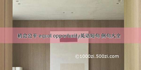 机会公平 equal opportunity英语短句 例句大全