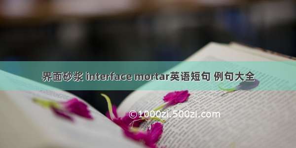 界面砂浆 interface mortar英语短句 例句大全