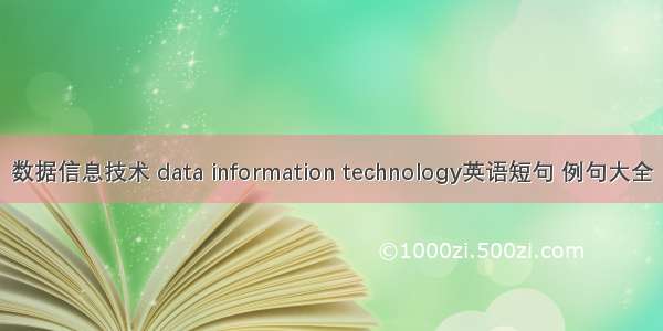 数据信息技术 data information technology英语短句 例句大全