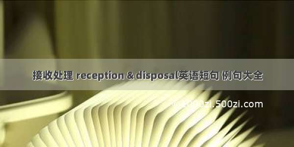 接收处理 reception & disposal英语短句 例句大全