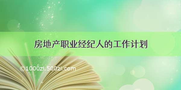 房地产职业经纪人的工作计划