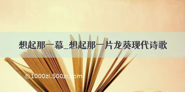 想起那一幕_想起那一片龙葵现代诗歌