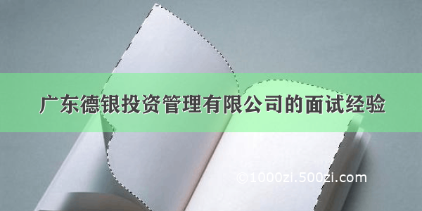 广东德银投资管理有限公司的面试经验