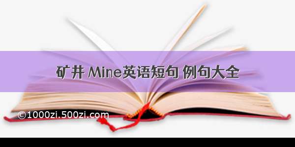 矿井 Mine英语短句 例句大全