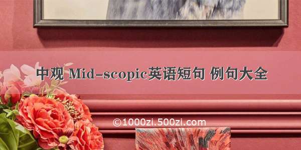 中观 Mid-scopic英语短句 例句大全