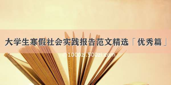 大学生寒假社会实践报告范文精选「优秀篇」