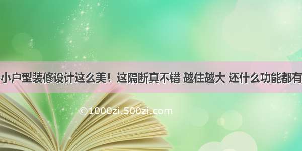 小户型装修设计这么美！这隔断真不错 越住越大 还什么功能都有