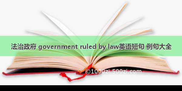 法治政府 government ruled by law英语短句 例句大全
