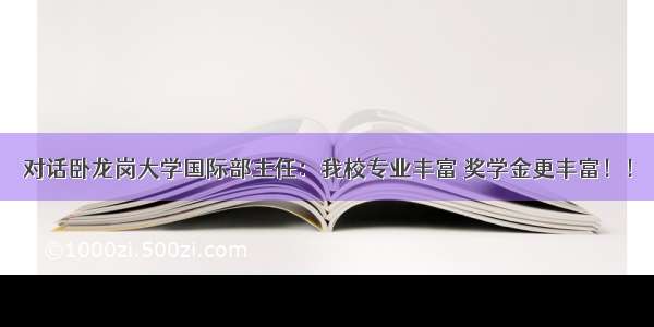 对话卧龙岗大学国际部主任：我校专业丰富 奖学金更丰富！！