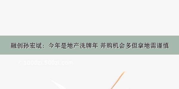 融创孙宏斌：今年是地产洗牌年 并购机会多但拿地需谨慎