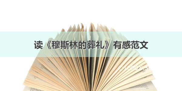 读《穆斯林的葬礼》有感范文