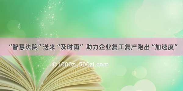 “智慧法院”送来“及时雨” 助力企业复工复产跑出“加速度”