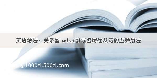 英语语法：关系型 what引导名词性从句的五种用法