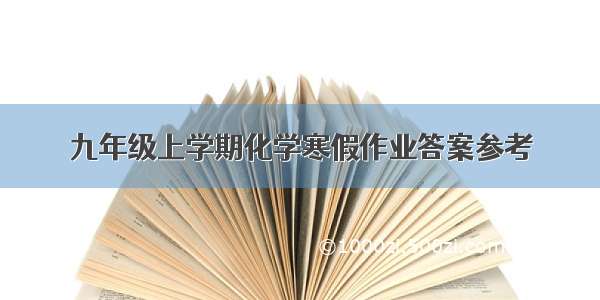 九年级上学期化学寒假作业答案参考