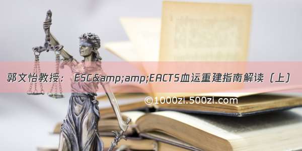 郭文怡教授： ESC&amp;EACTS血运重建指南解读（上）