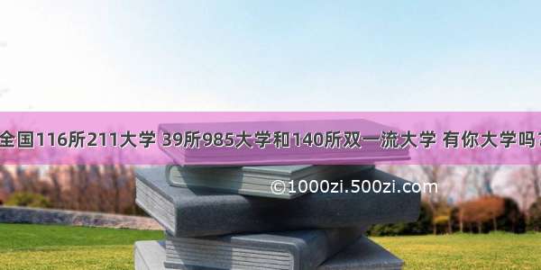 全国116所211大学 39所985大学和140所双一流大学 有你大学吗？