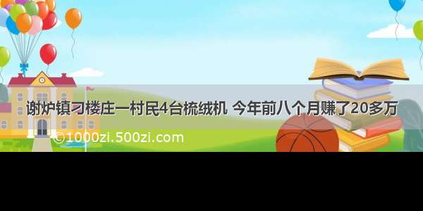 谢炉镇刁楼庄一村民4台梳绒机 今年前八个月赚了20多万