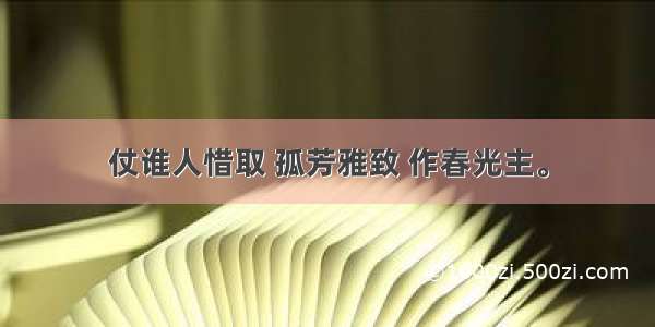 仗谁人惜取 孤芳雅致 作春光主。