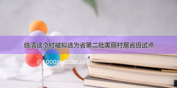 临清这个村被拟选为省第二批美丽村居省级试点