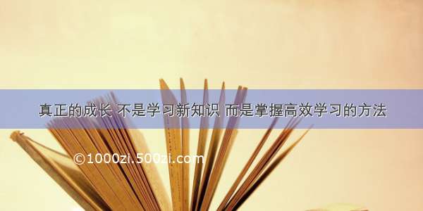 真正的成长 不是学习新知识 而是掌握高效学习的方法