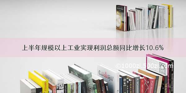 上半年规模以上工业实现利润总额同比增长10.6%