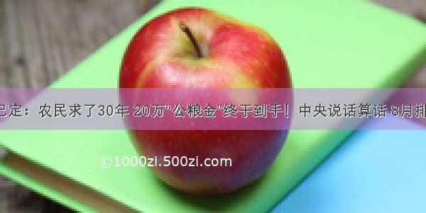 大局已定：农民求了30年 20万“公粮金”终于到手！中央说话算话 8月排队领！