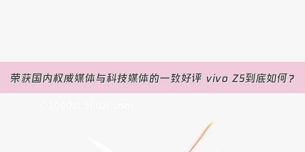 荣获国内权威媒体与科技媒体的一致好评 vivo Z5到底如何？