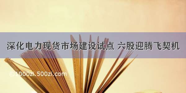 深化电力现货市场建设试点 六股迎腾飞契机