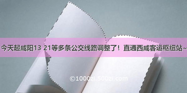 今天起咸阳13 21等多条公交线路调整了！直通西咸客运枢纽站~