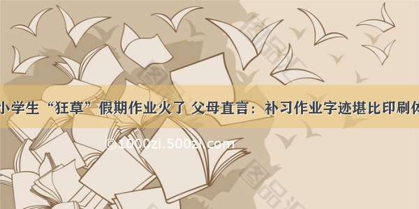 小学生“狂草”假期作业火了 父母直言：补习作业字迹堪比印刷体