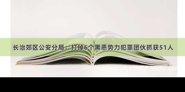 长治郊区公安分局：打掉6个黑恶势力犯罪团伙抓获51人