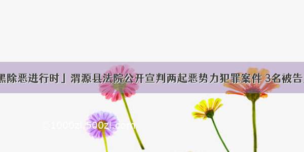 「扫黑除恶进行时」渭源县法院公开宣判两起恶势力犯罪案件 3名被告人获刑