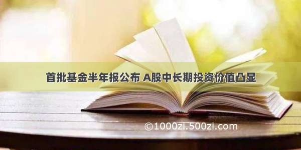 首批基金半年报公布 A股中长期投资价值凸显