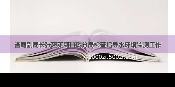 省局副局长张超英到白城分局检查指导水环境监测工作