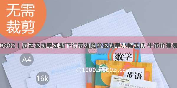 爱权说0902丨历史波动率如期下行带动隐含波动率小幅走低 牛市价差表现突出