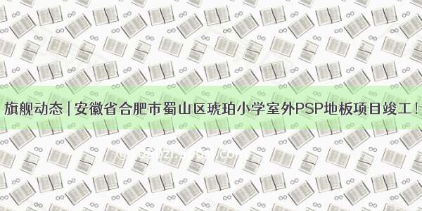 旗舰动态 | 安徽省合肥市蜀山区琥珀小学室外PSP地板项目竣工！