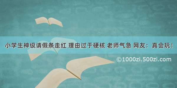 小学生神级请假条走红 理由过于硬核 老师气急 网友：真会玩！