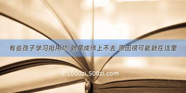 有些孩子学习挺用功 就是成绩上不去 原因很可能就在这里