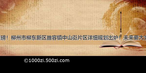 重磅！柳州市柳东新区雒容镇中山街片区详细规划出炉！未来要大变！